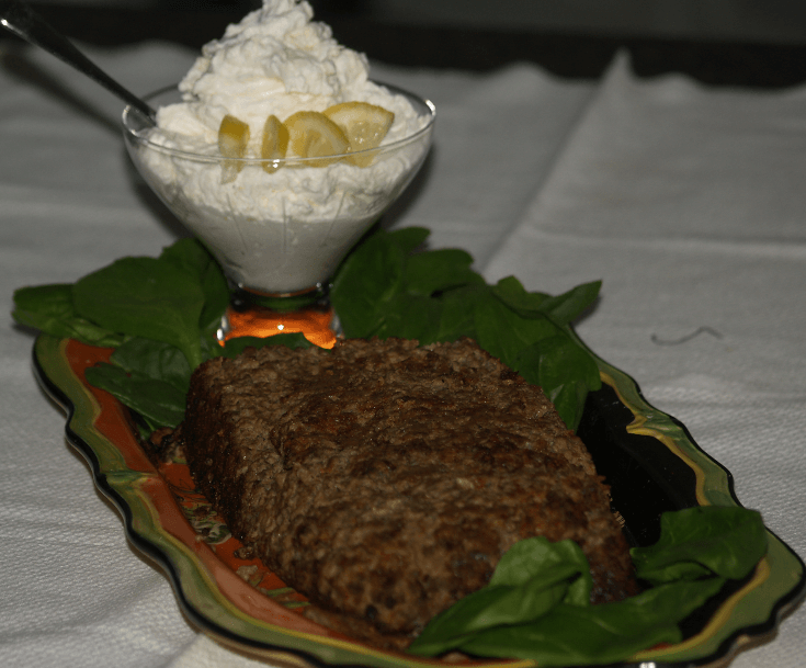 Beef Liver in a Loaf Serve with a Horseradish Cream Sauce