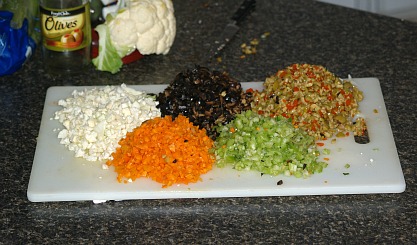 mixture to make muffaletta salad