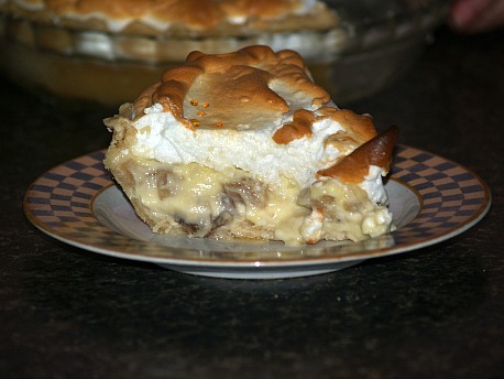 Banana Cream Pie Piece Topped with Meringue