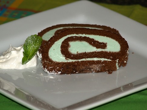 Chocolate Mint Roll Cake