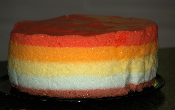Unfrosted Rainbow Gelatin Cake