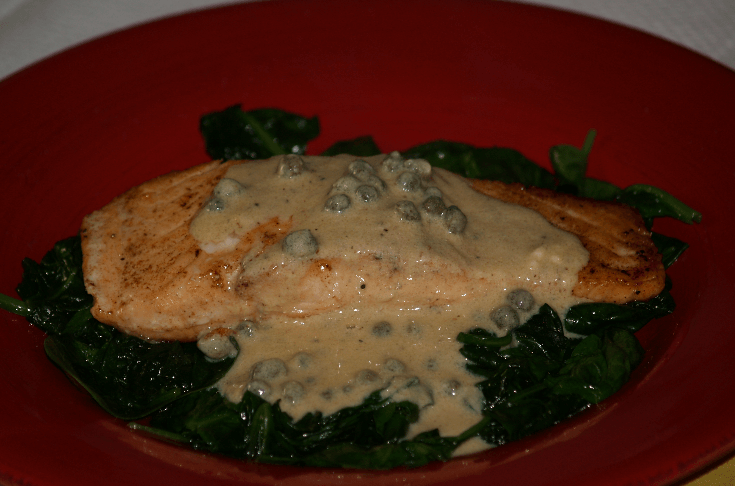 Salmon with Mustard Caper Sauce